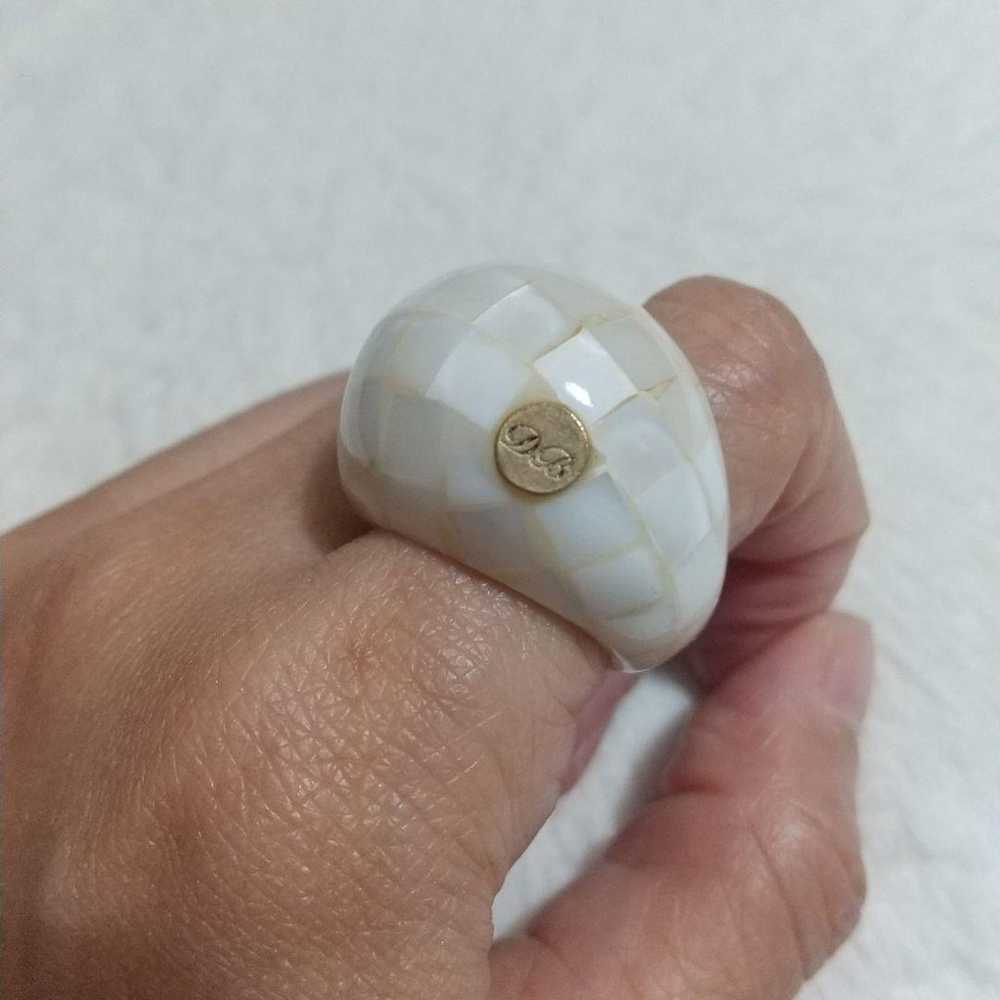 Vintage shell ring, egg-shaped ring, retro used c… - image 11