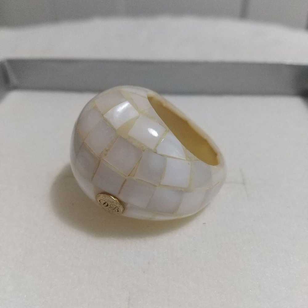 Vintage shell ring, egg-shaped ring, retro used c… - image 5