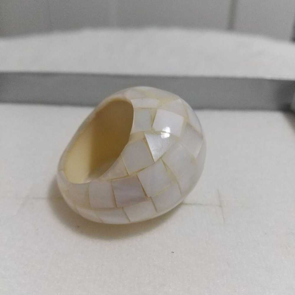 Vintage shell ring, egg-shaped ring, retro used c… - image 7