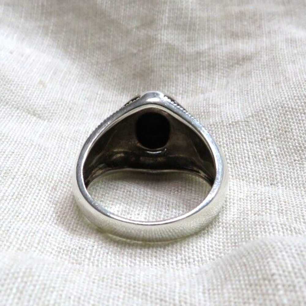 Vintage Sterling Silver Black Onyx Cabochon Marca… - image 9