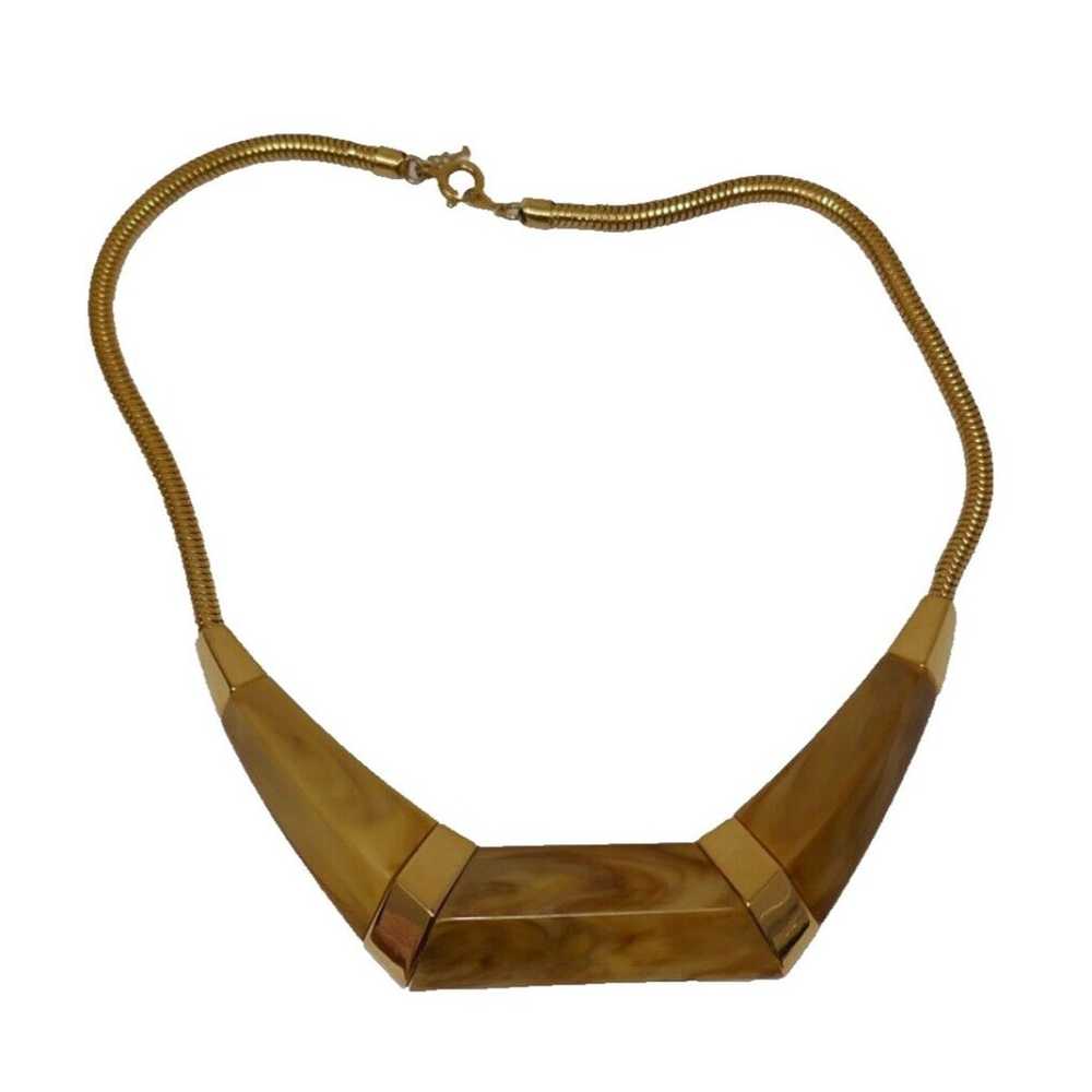 Trifari Caramel Brown Marbelized Lucite Gold Tone… - image 11