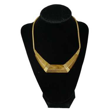 Trifari Caramel Brown Marbelized Lucite Gold Tone… - image 1