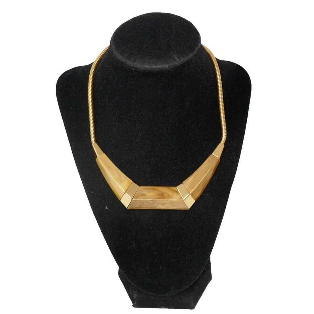 Trifari Caramel Brown Marbelized Lucite Gold Tone… - image 4