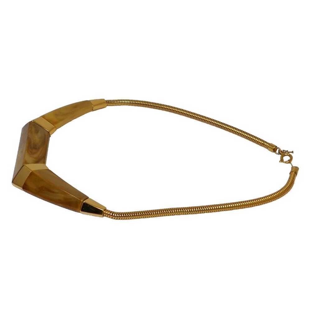 Trifari Caramel Brown Marbelized Lucite Gold Tone… - image 9