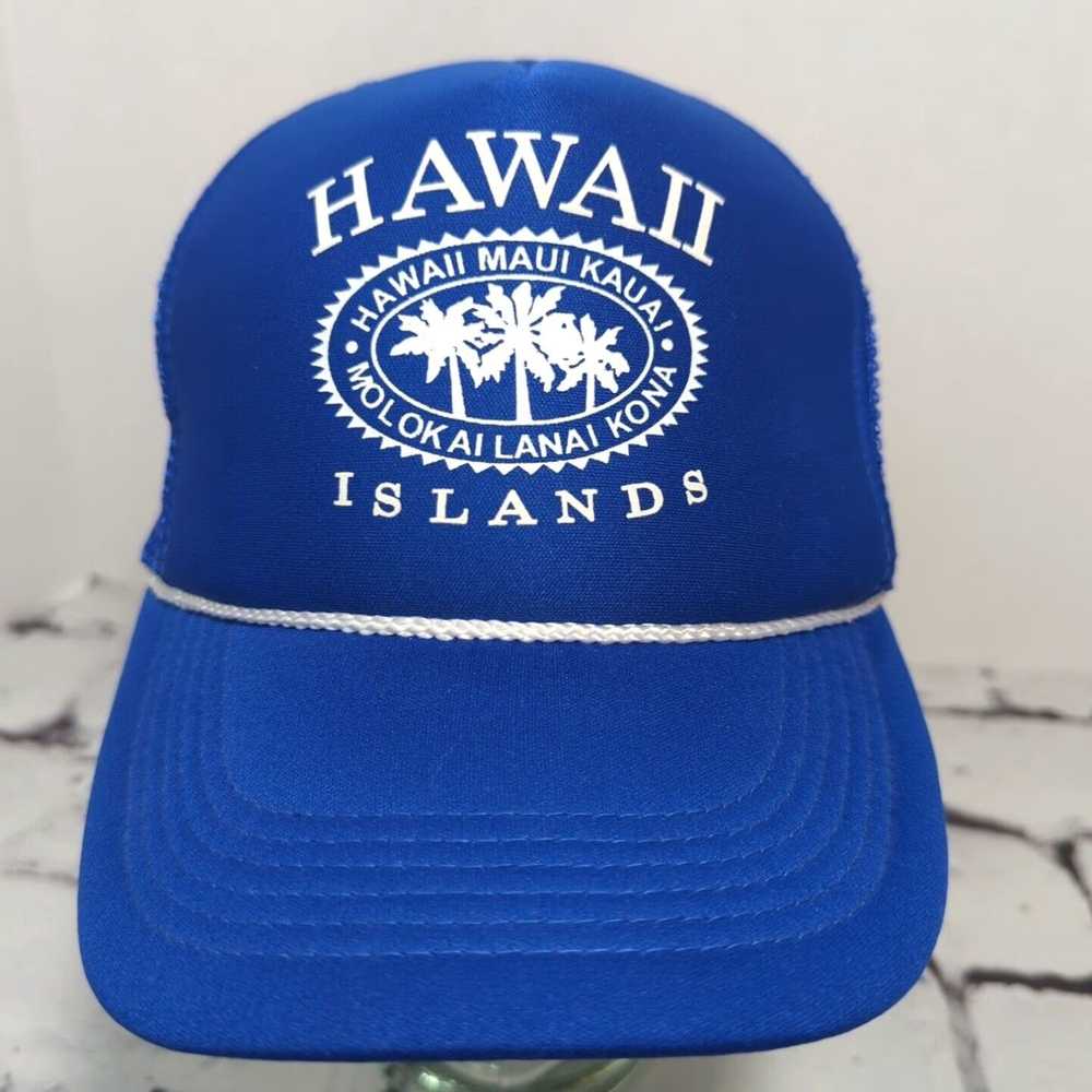 Vintage Hawaii Islands Blue Trucker Snapback Vint… - image 1