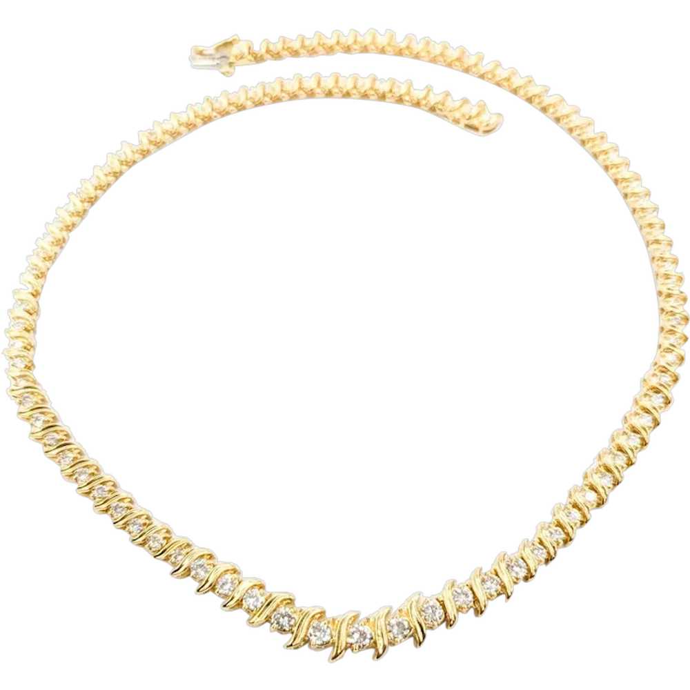 Diamond Tennis Necklace in 14k Yellow Gold - image 1