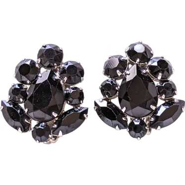 Big and bold Juliana Black glass rhinestone earrin