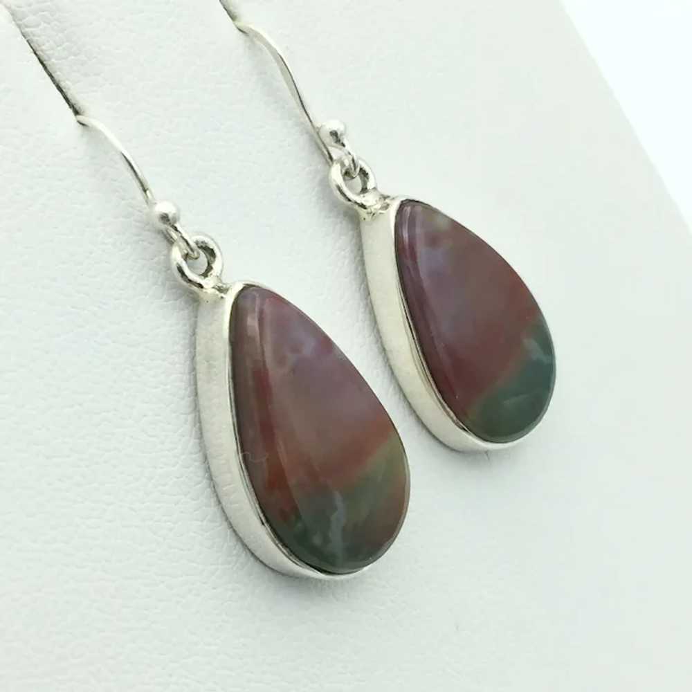 Sterling Silver Lace Agate Earrings - image 2