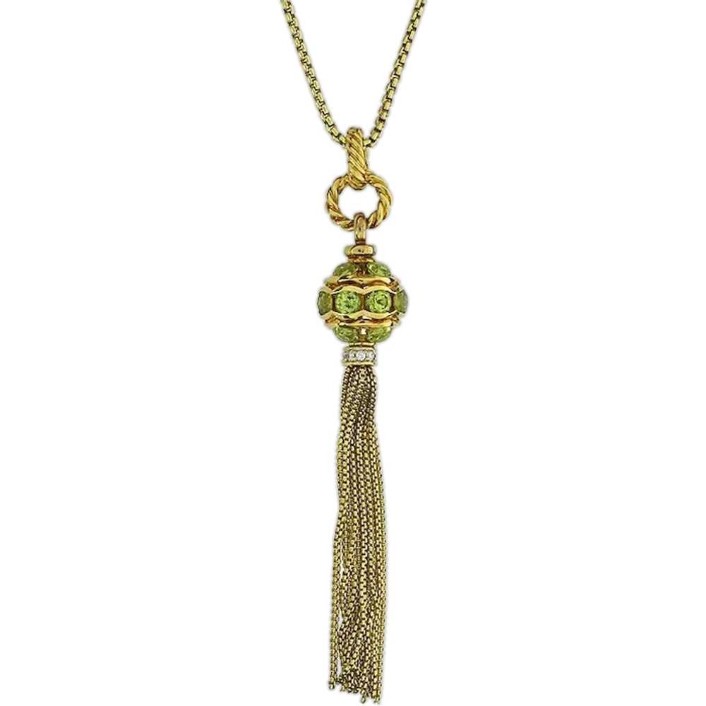 David Yurman 18K Yellow Gold Diamond and Peridot … - image 1