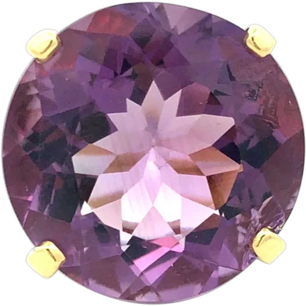 Estate 20.75ct Solitaire Amethyst in 14K Yellow g… - image 1