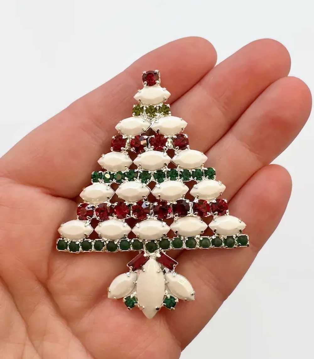 Christmas Tree Brooch, Kenneth Lane, KJL, Glass R… - image 2