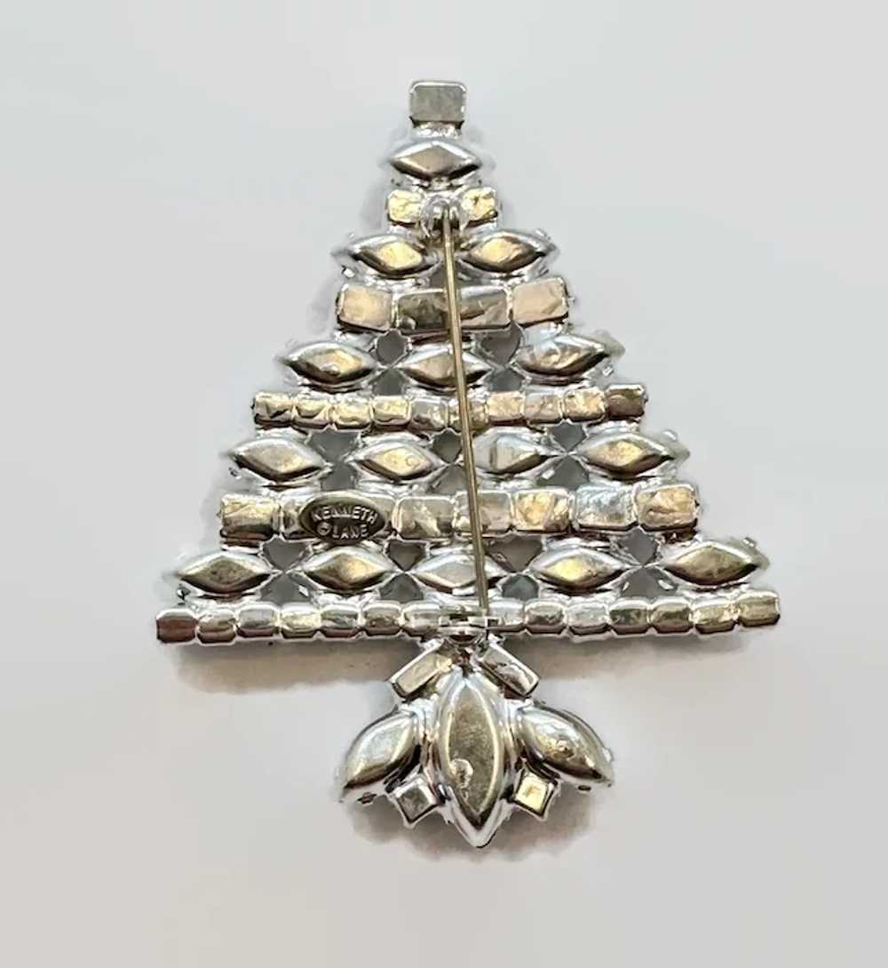 Christmas Tree Brooch, Kenneth Lane, KJL, Glass R… - image 3