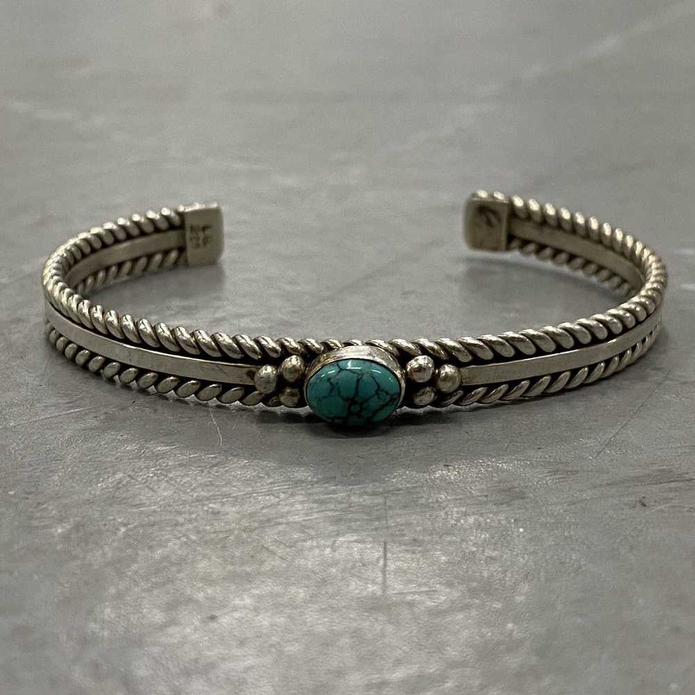 Navajo × Vintage Vtg Navajo Sterling Silver Turqu… - image 2