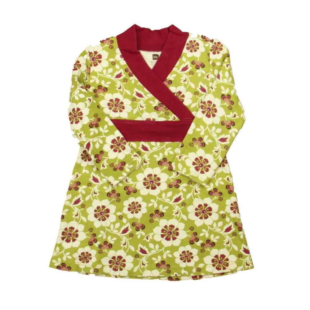 Tea Collection Tea Girls Green | Maroon Floral Dr… - image 1