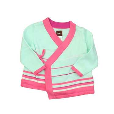 Tea Collection Tea Girls Aqua | Pink Cardigan Siz… - image 1