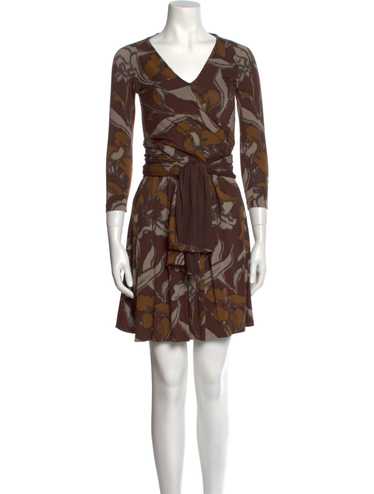 Etro Wrap Dress Brown Printed Three-Quarter Sleev… - image 1