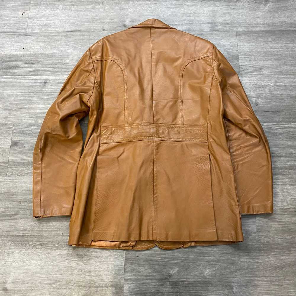 Vintage VINTAGE 70S LEATHER COAT JACKET MENS SMALL - image 3