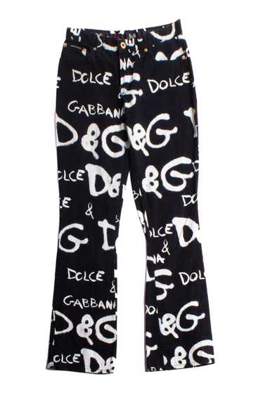 Dolce & Gabanna Black and White Printed Logo Denim