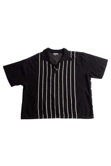 Lanvin Black and White Stripe Asymmetry Polo