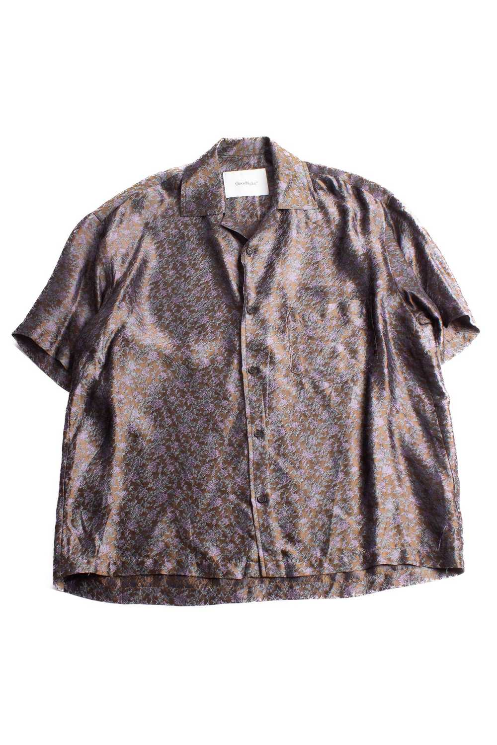 GoodFight Brown Silky Floral Button Down - image 1