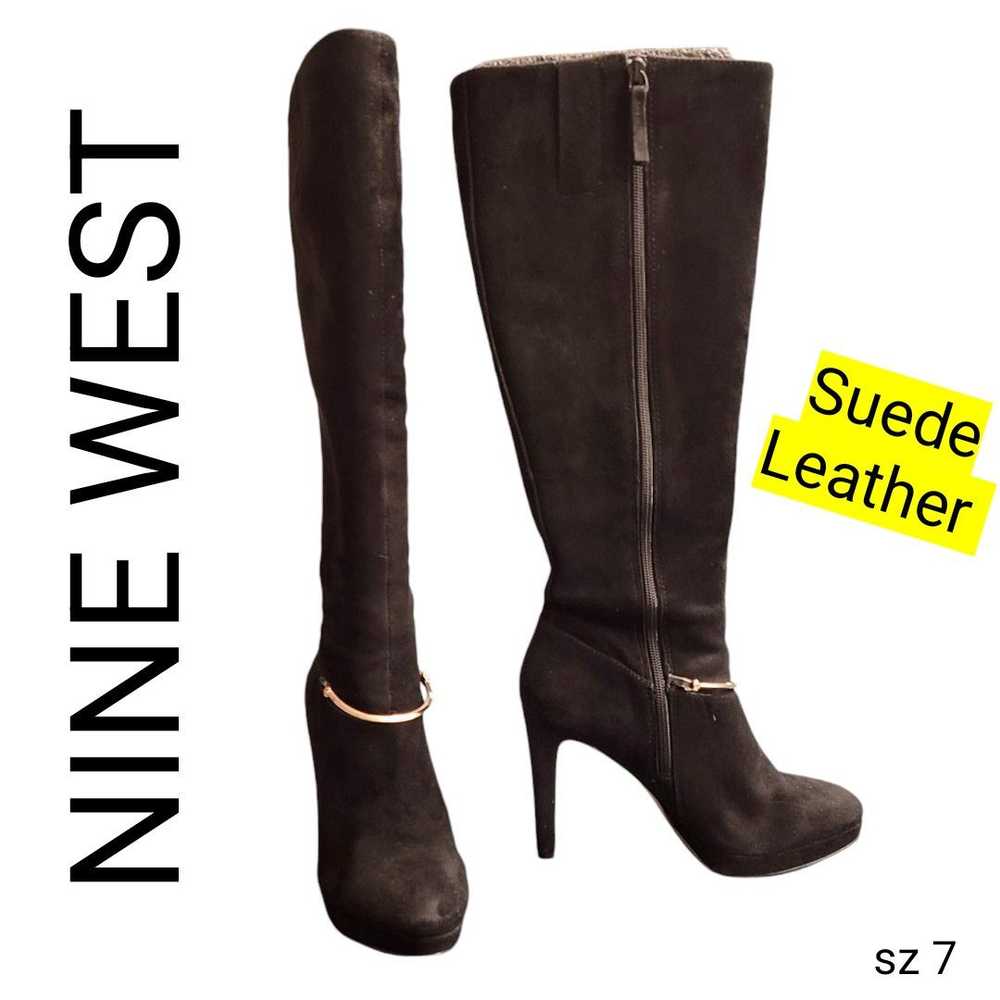 Nine West Nine West Black Suede Leather Tall Heel… - image 1