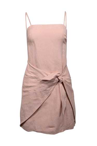 Auteur - Pink Sand Linen Blend Tie Front Mini Dres