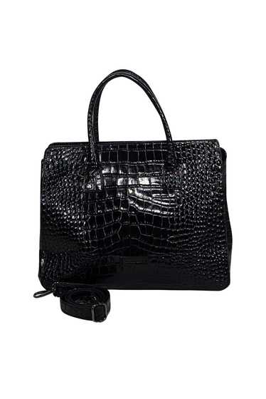 Gianni Conti - Black Croc Embossed Leather Satchel