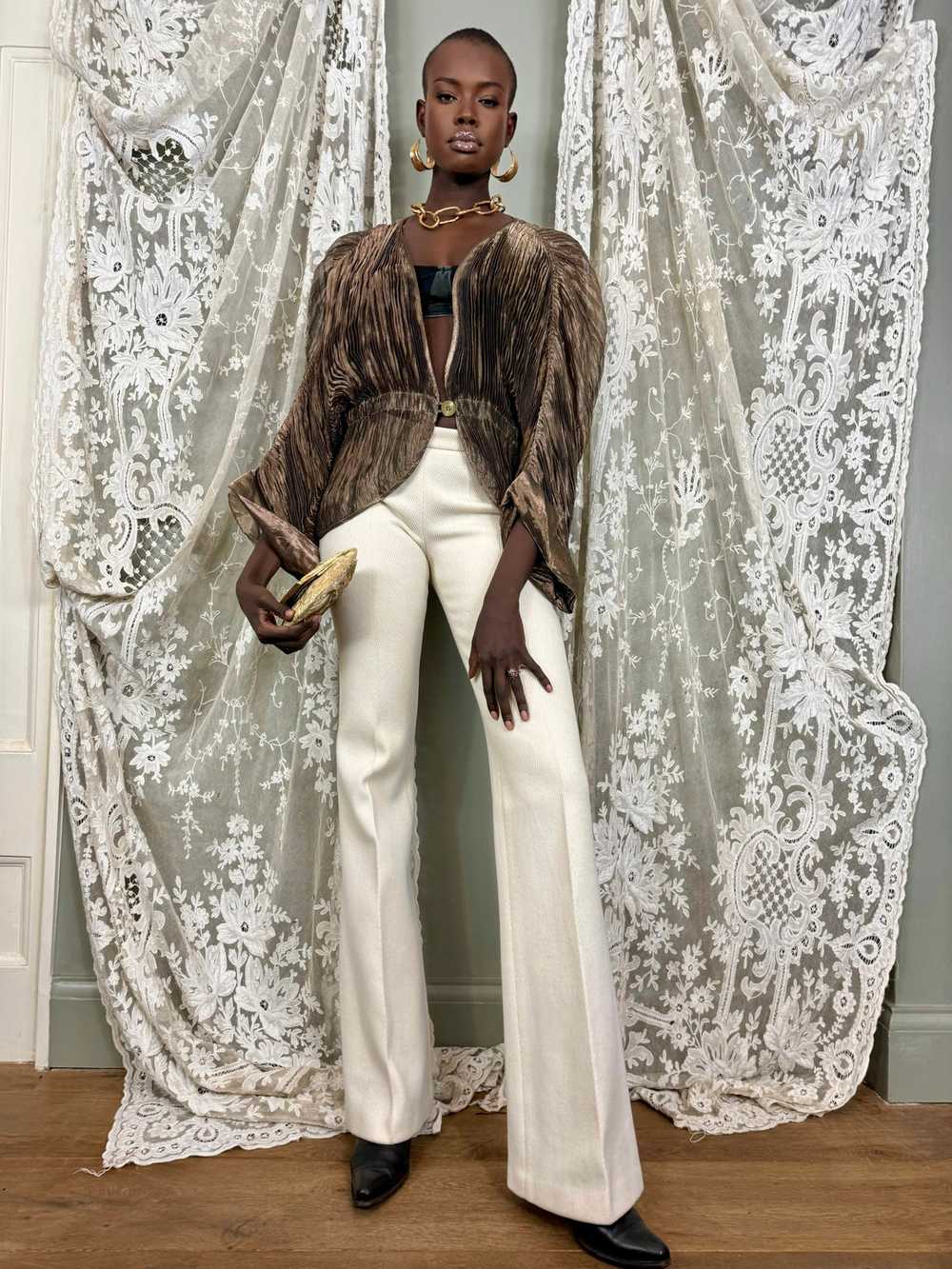 Krizia, 80s metallic pleated jacket - image 2