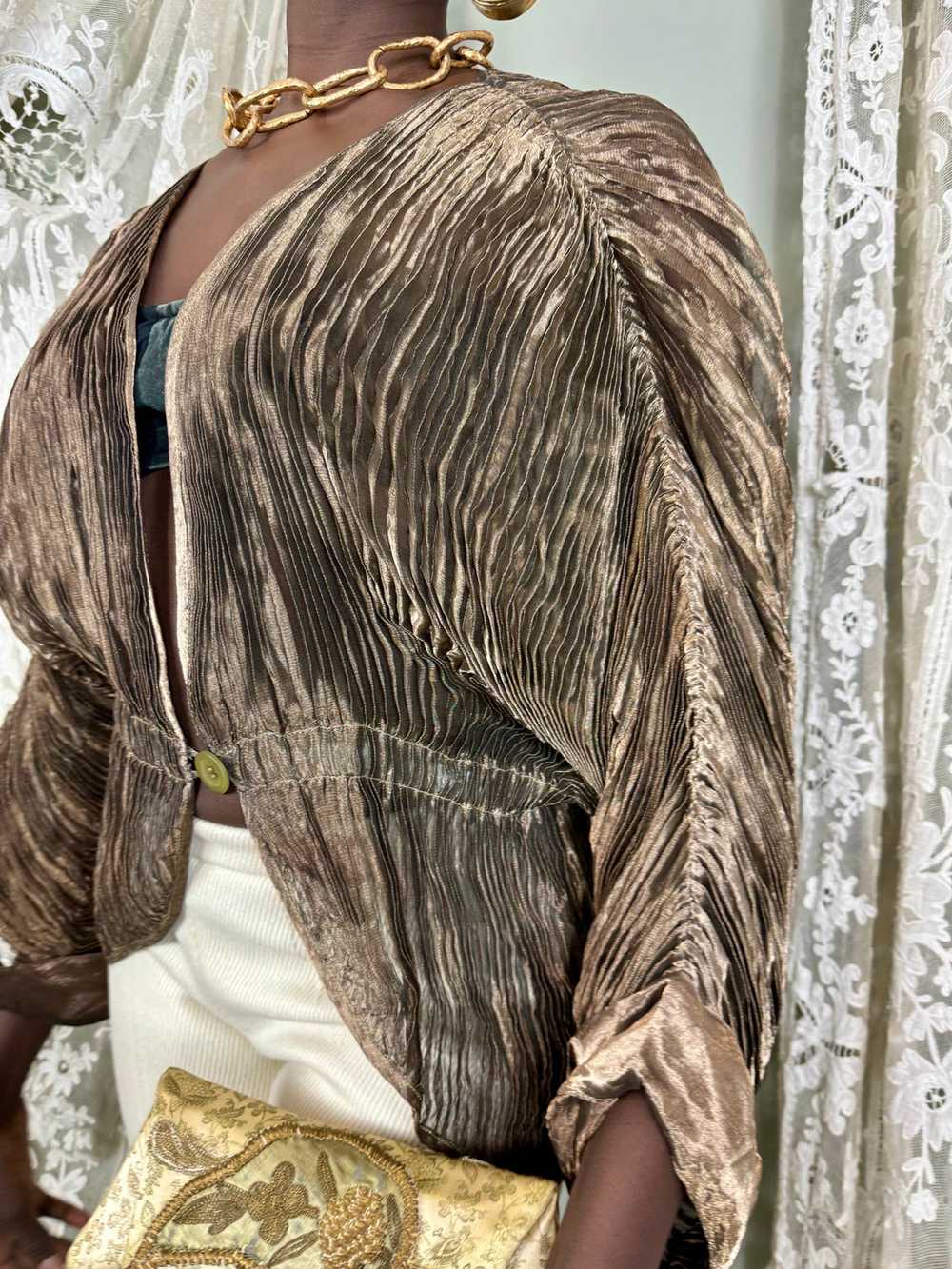 Krizia, 80s metallic pleated jacket - image 8