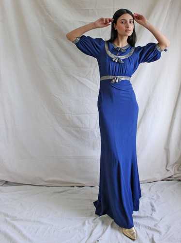 30s Lamé Trim Gown - image 1