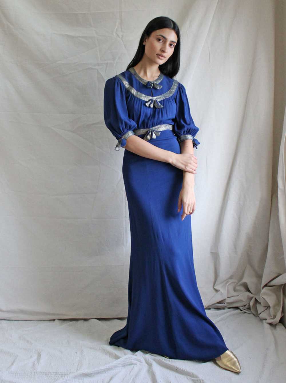 30s Lamé Trim Gown - image 3