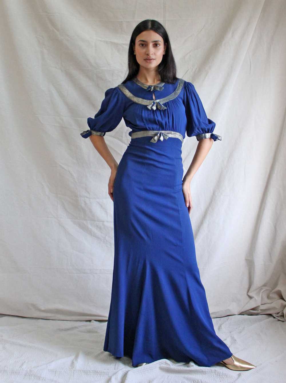 30s Lamé Trim Gown - image 4