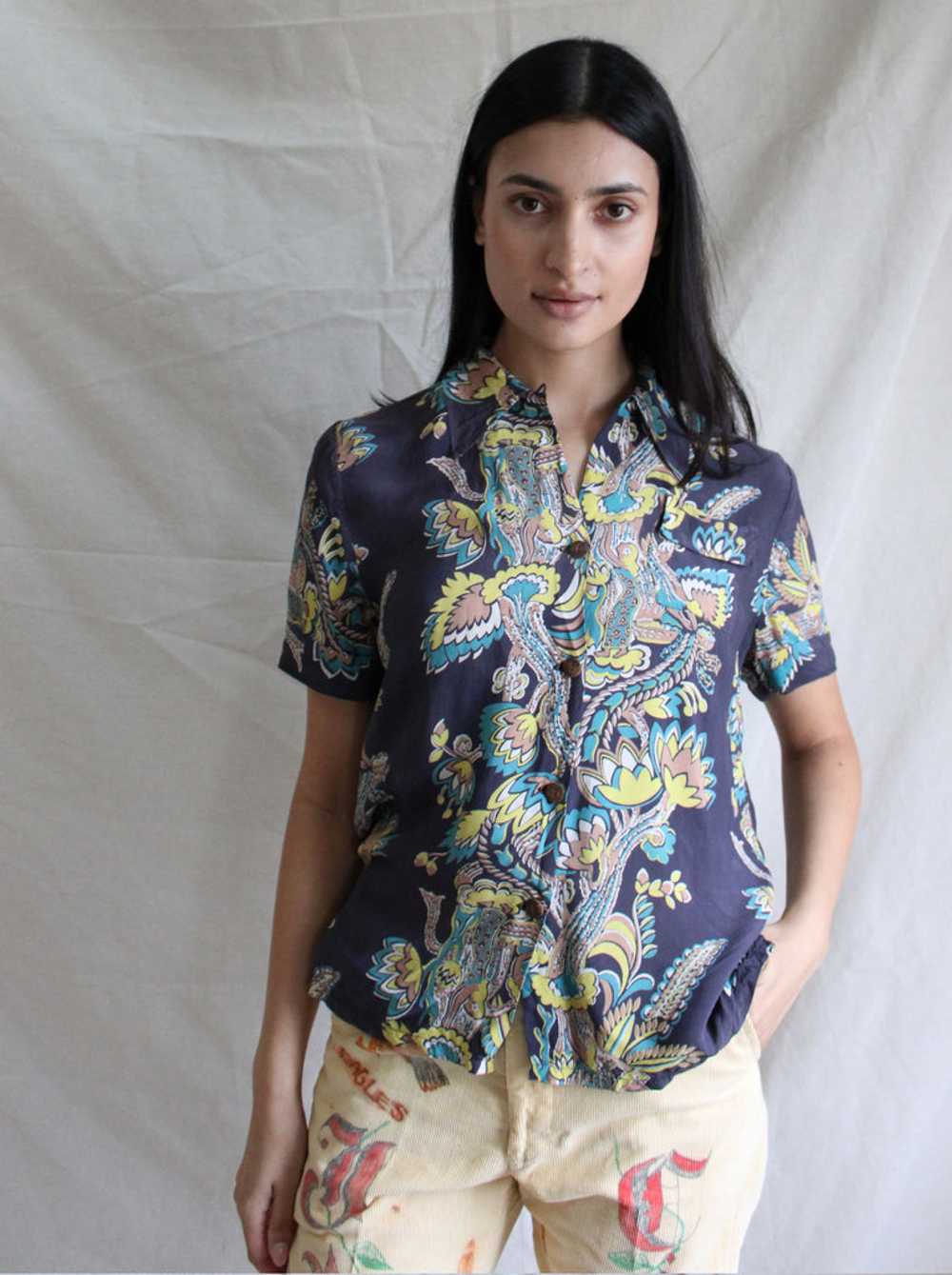 40s Cold Rayon Aloha Shirt - image 1