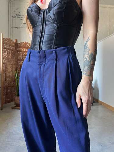 50s Navy Blue Trousers, Size 6