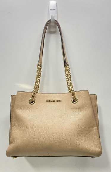 Michael Kors Leagan Large Pebbled Beige Leather Sh