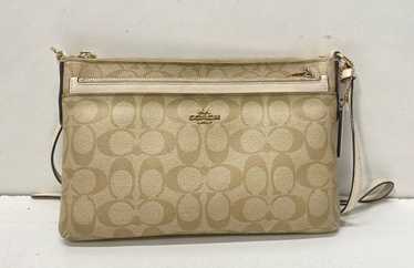 Coach good East West Crossbody Bag Pop-Up Pouch Signature Purse in Light Khaki