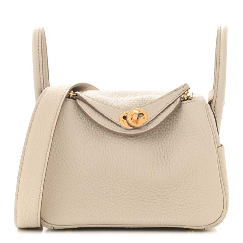 HERMES Taurillon Clemence Mini Lindy 20 Beton - image 1