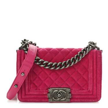 CHANEL Velvet Quilted Small Boy Flap Pink