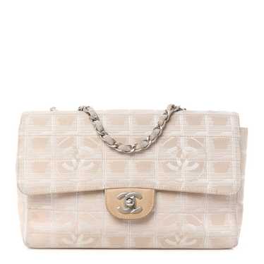 CHANEL Nylon Medium Travel Flap Light Beige