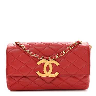 CHANEL Lambskin Quilted Small Single Flap Red