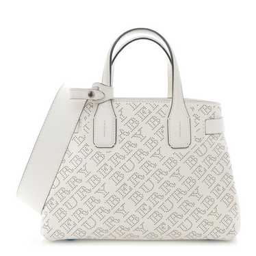 BURBERRY Calfskin Perforated Small Banner Tote Cha