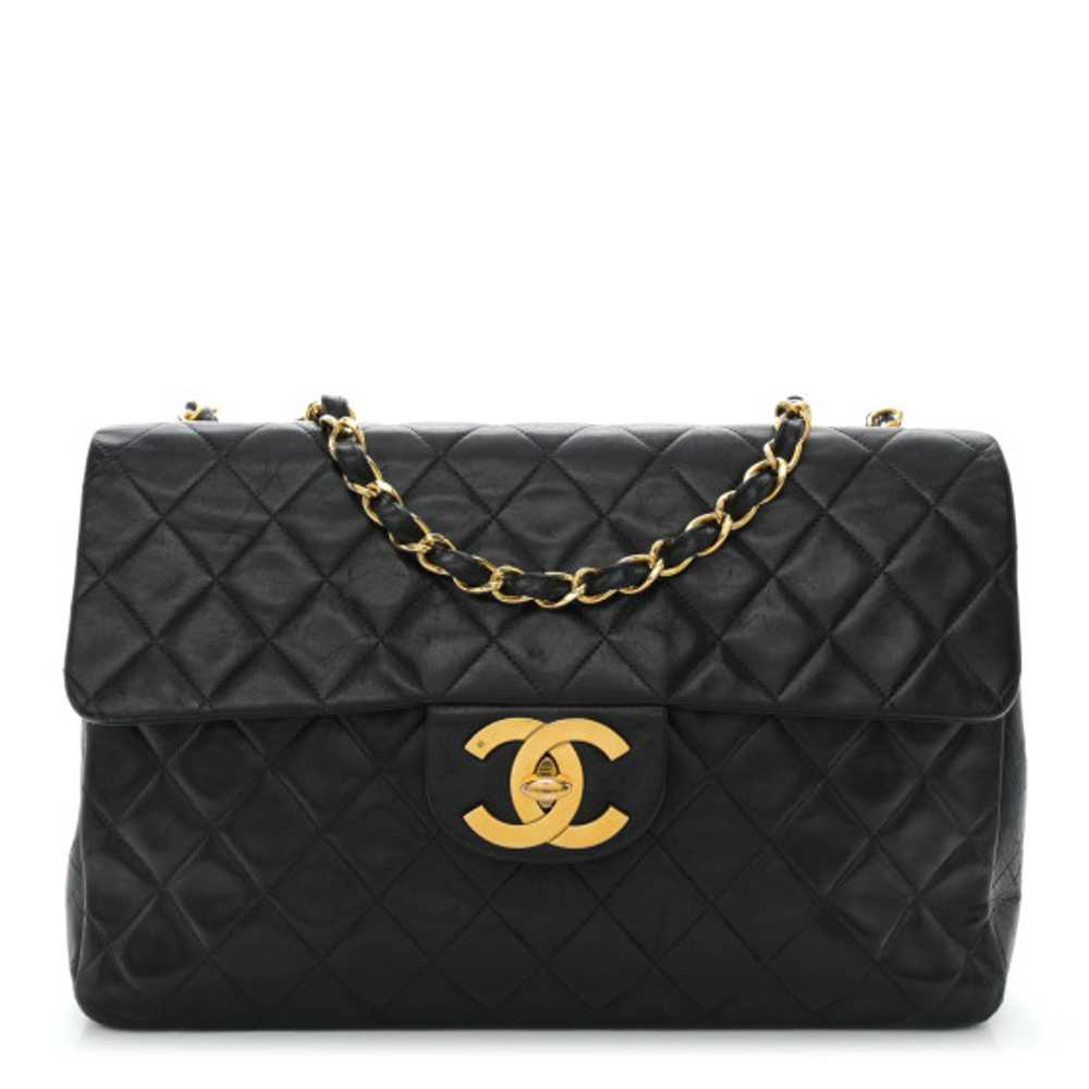 CHANEL Lambskin Quilted XL Jumbo Single Flap Black - image 1