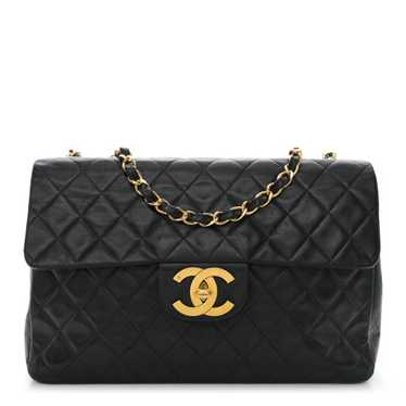 CHANEL Lambskin Quilted XL Jumbo Single Flap Black - image 1