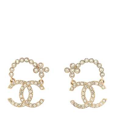 CHANEL Crystal CC Earrings Gold