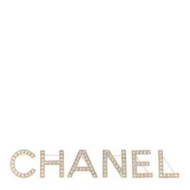 CHANEL Crystal Cha-Nel Logo Brooch Set Gold