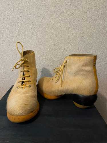 John Fluevog yellow pony hair ankle boots (7) |…