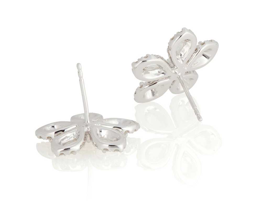 A Pair of 18K White Gold and Diamond Earrings - image 2