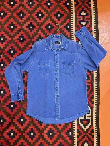 Vintage Wrangler - Indigo-washed Denim Western Shi