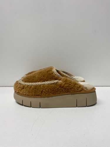 Mou Bounce Clog Maxi Stitching Brown Fur Shoes Wom