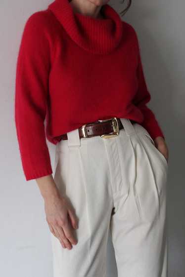 Stunning Vintage Crimson Lambswool & Angora Wide T